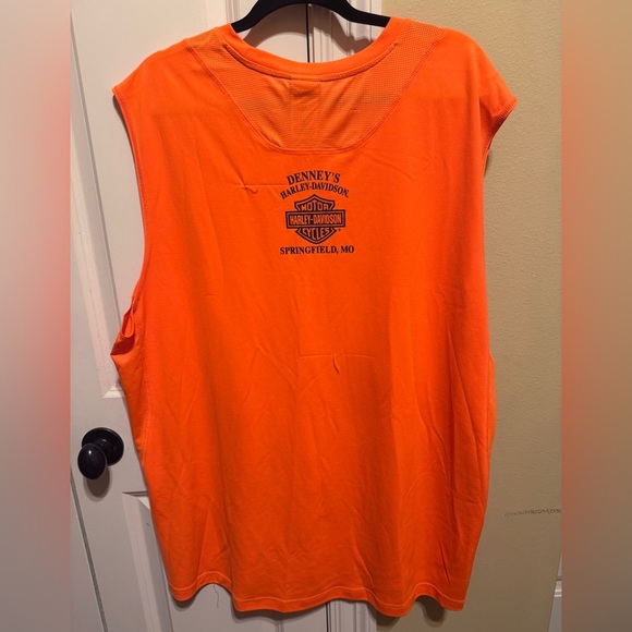 Harley Davidson Men’s Orange Sleeveless Muscle Shirt Dri-Fit Sz 3XL - Picture 4 of 8